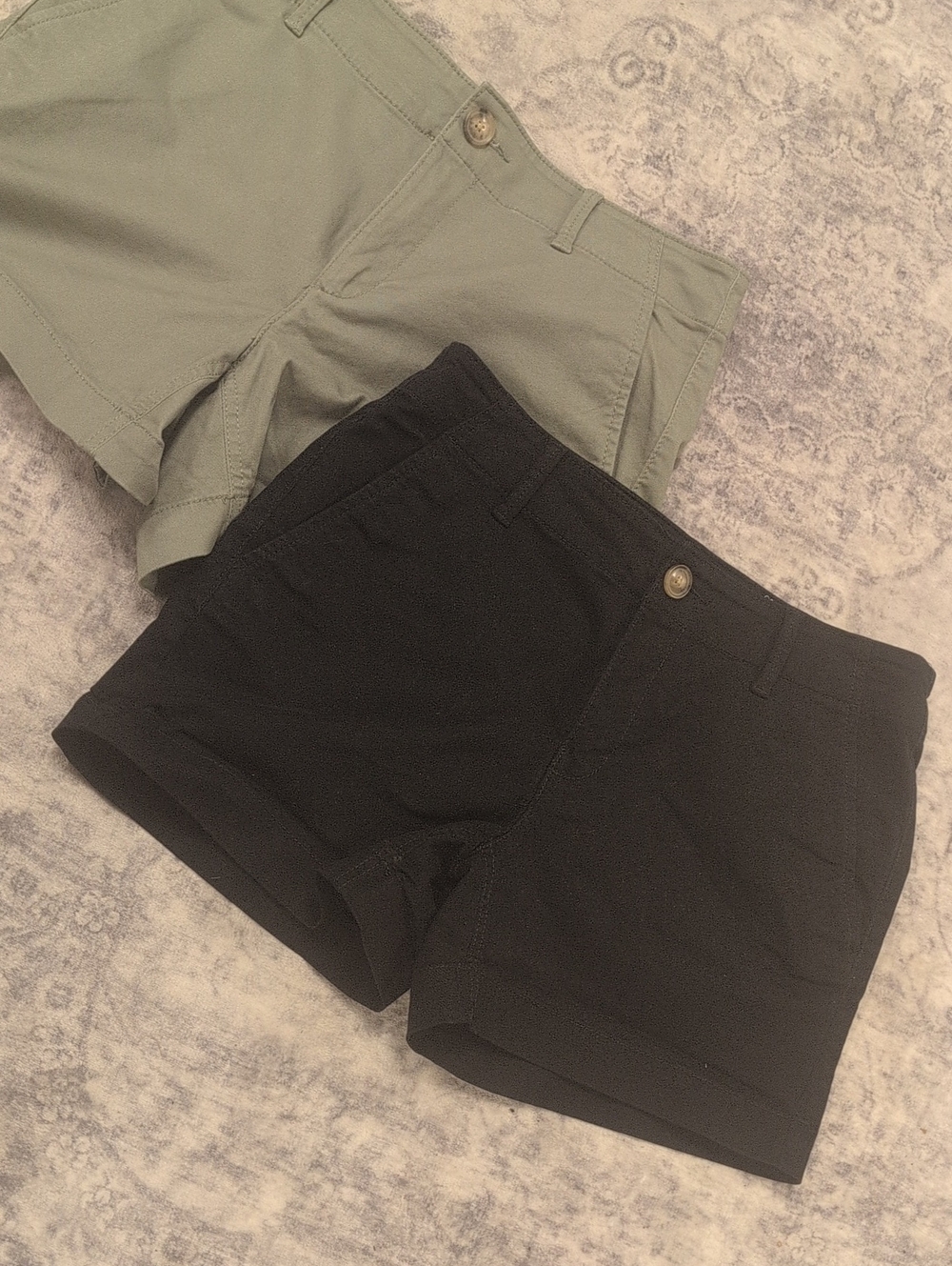 LOFT Black and Olive Green Cotton Blend Shorts Set